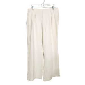 a new day ivory wide leg high rise pants Beachy resort business casual 14